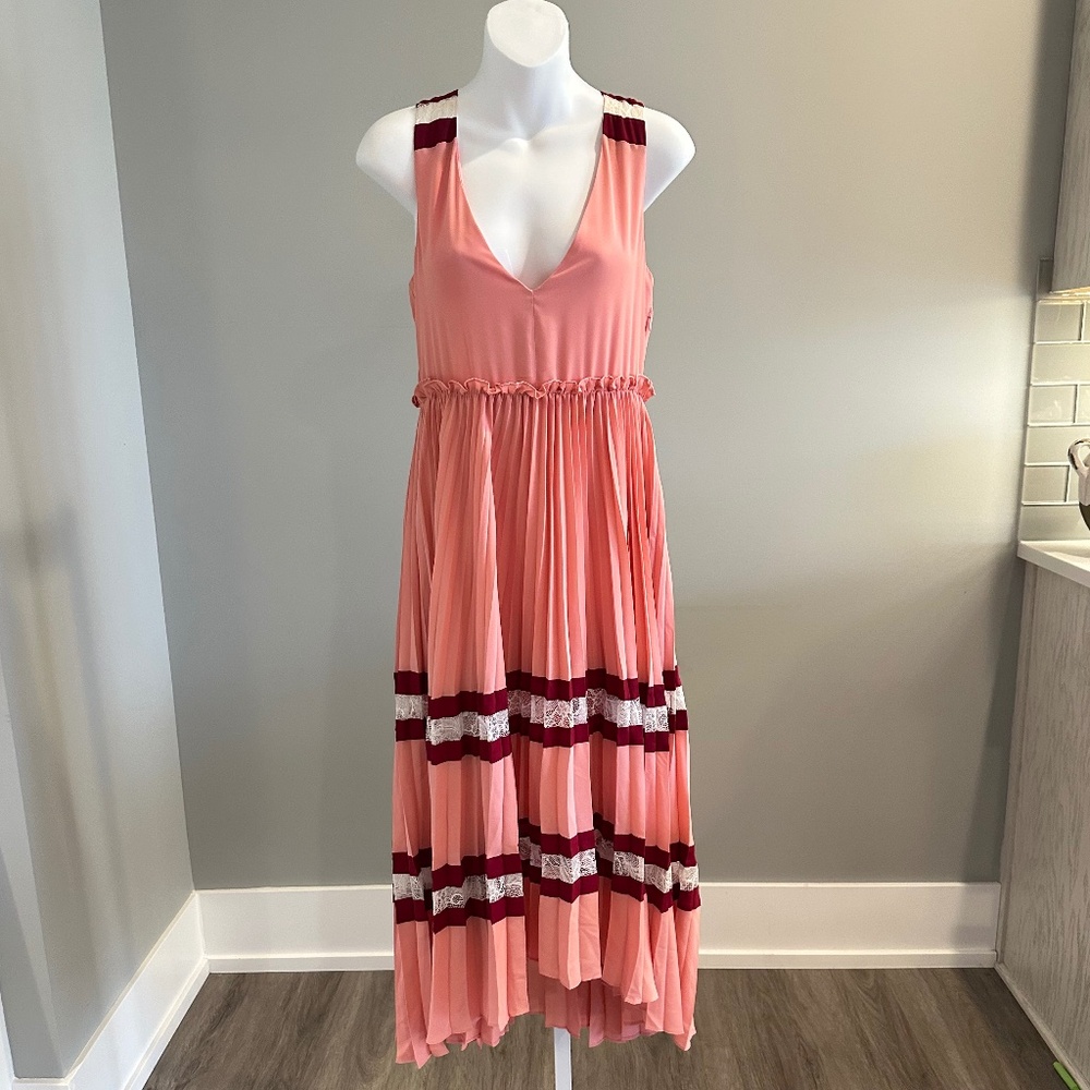 MAJE Gorgeous Pleated Ritello Maxi Dress Sz 1/S NWT $570!!